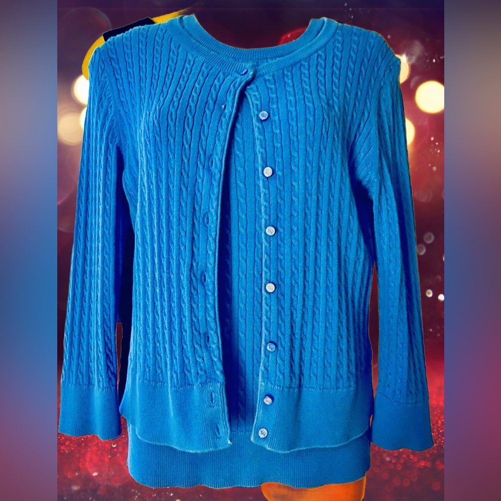 Lilly Pulitzer Blue Cable Knit Cardigan